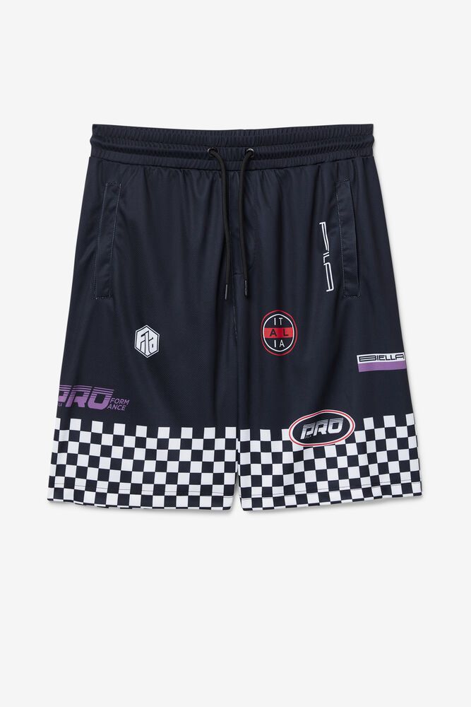 Fila Miesten Shortsit Exzone Checkered Mustat - YJMG-19285